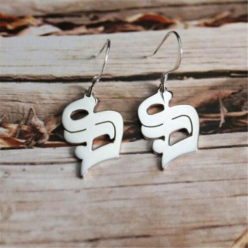 Carmen Electra Style Single Initial Earrings Old English Letter Earrings For Women Vintage Jewelry Personalized Christams Gift