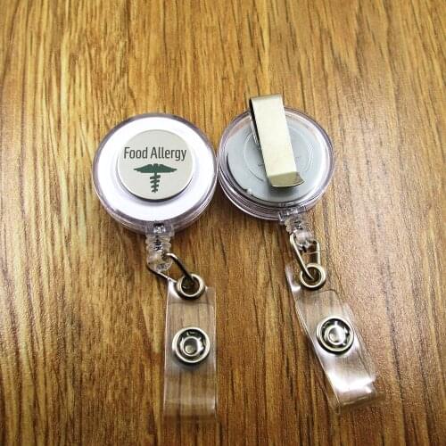 FOOD ALLERGY ID Badge Reel for Docter Nurse Teacher Student retractable recoil id badge holder office work fun FOR HER