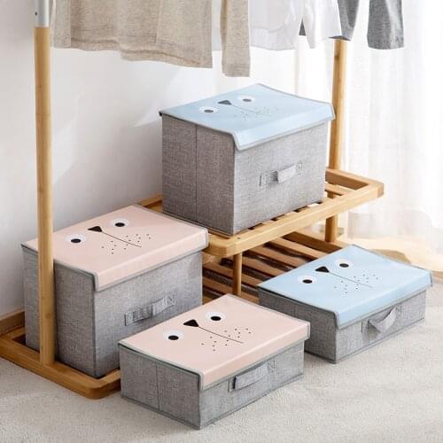 Imitation Linen Storage Box Cosmetic Underwear Storage Box Closet Clothes Dustproof Storage Box