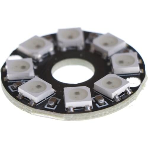 32mm 8-Bit WS2812 5050 RGB LED Lamp Panel Round Ring LED Driver Development Board Net Weight 6g Voltage DC4-7V