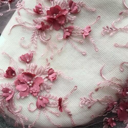 Maxsin 1 Pcs High Quality 3D Embroidery Beaded Lace Flower Wedding Dress Veil And Headdress Clothes Accessories Patch DIY