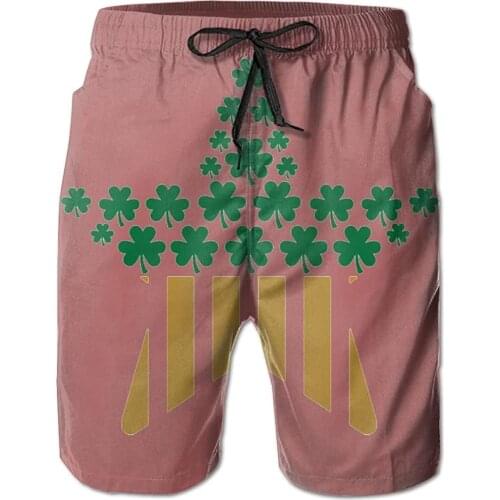 Mens Beach Shorts Swim Trunks Stars Clover ST. Patricks Day Board Shorts With Pockets