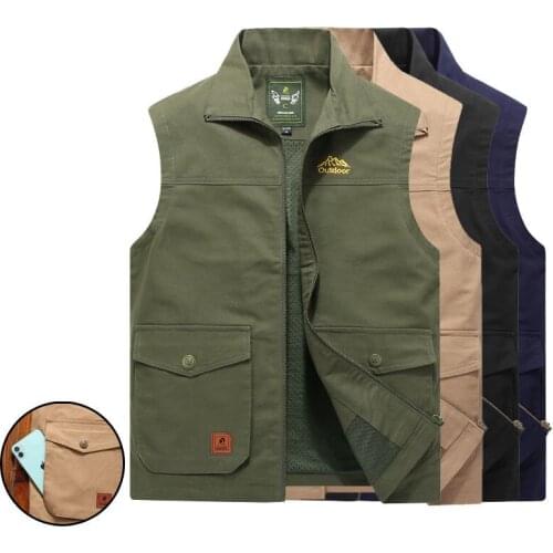 Mens Waistcoat Jackets Vest 2021 Summer New Solid Color V Neck Climbing Hiking Work Sleeveless with Pocket Plus Size M-8XL D122