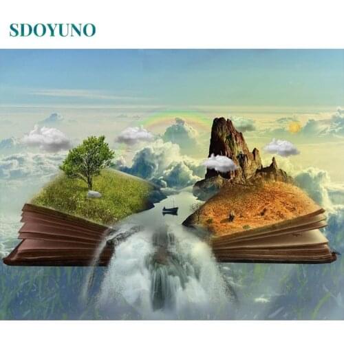 SDOYUNO 60x75cm DIY Oil Painting By Numbers Magic seson book Frameless Paint By Numbers On Canvas Landscape War Art Home Decor