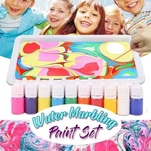 46ml Kids Water-based art paint set Marbling Painting Kit DIY Painting on Water Creative Art Set of 6 Colors acrylic paint