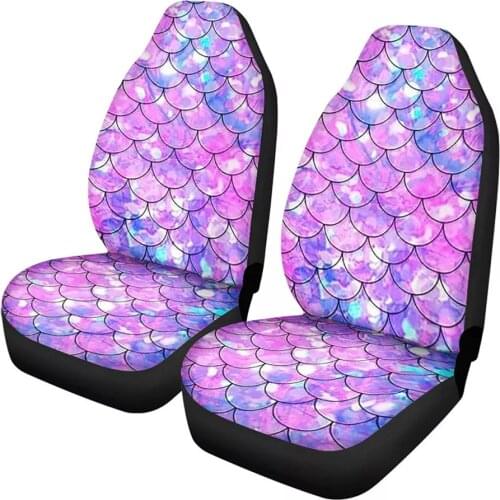 2Pcs MermaidScales Print Car Seat Cover SUV/Auto Interior Protector Sheet Washable Polyester Fabric Driver Seat Case