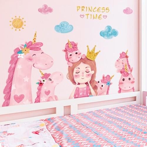Pink Girl Room Wall Stickers Princess Kids Bedroom Art Decal Self Adhesive Wallpaper Living Room Home Decor Aesthetic