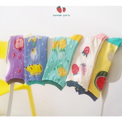 2019 Summer New Design Women Thin Socks Strawberry Banana Watermelon Fruit Sock Sweet Cute 5 Pairs A Lot