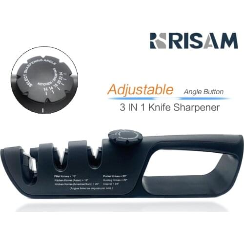 Knife Sharpener 3 Stage Kitchen Knife and Scissor Sharpeners with Adjustable Angle Button Repair Blades Suitable for All Knives