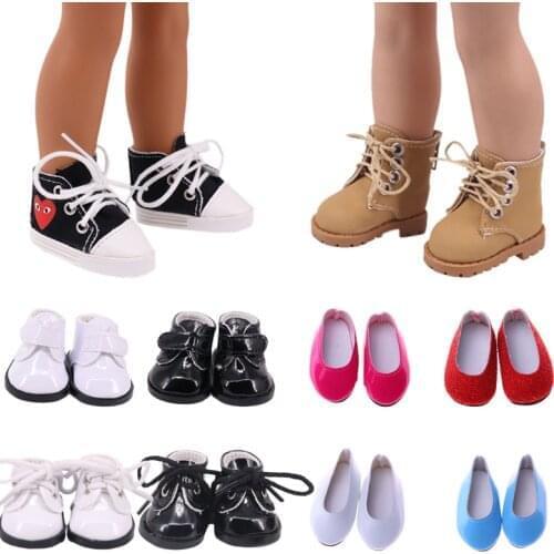 Doll Shoes 15 Cute Sequined Casual Shoes For 14 Inch Baby New Born Doll Clothes Accessories Girl`s Toys