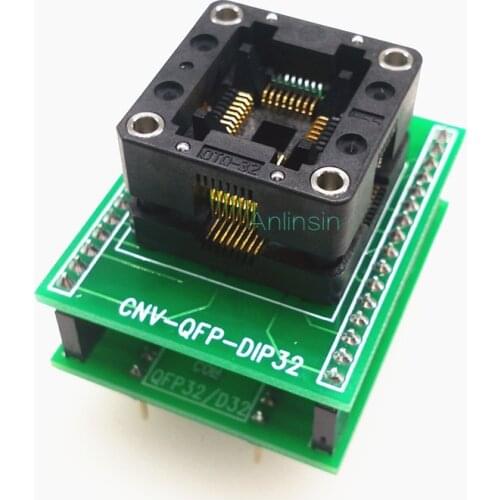 Tqfp32 qfp32 to dip32 flip chip IC programmer adapter chip test socket cnv-qfp32-dip burn seat integrated circuit