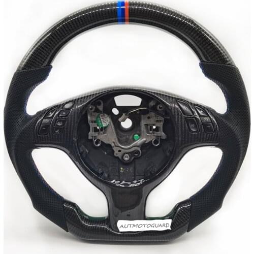 Carbon Fiber Perforated Leather Steering Wheel Assembly For BMW Old 3 Series M E46 1998-2005 Replacement Without Airbag