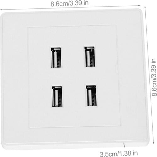 4 USB Ports DC 5V Home Office Electric Wall Mounted Power Socket Charger Outlet
