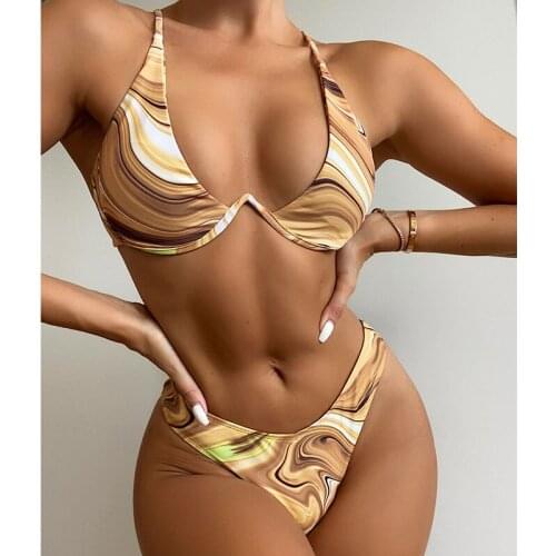 Sexy Bikini Set Push Up Swimsuit 2021 Print Swimwear Women Bather Brazilian Beachwear Swimming Suit For Female Biquini Tow Piece