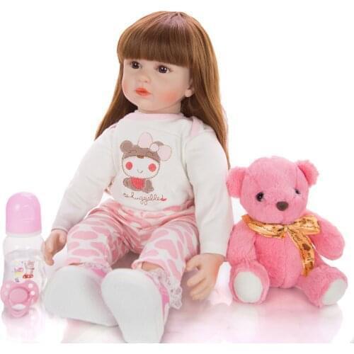 60CM Reborn Baby Doll Menina Silicone vinyl Princess Doll Lifelike alive reborn toddler Long Hair Baby Toy doll Gift