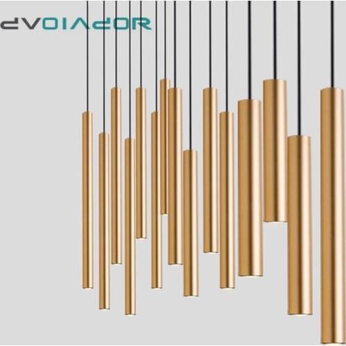 Modern Pendant light Long Tube light Kitchen Island Dining Room lights fixtures Cylinder Pipe Hanging lights for home decor