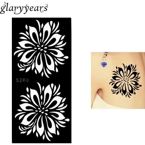 1 Piece Black Hollow Henna Tattoo Stencil Personality Simulation Body Colored Drawing Henna Paste Shouder Art for Women New S269