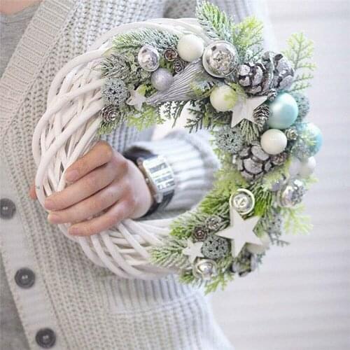 1PC DIY Christmas Rattan Ring White Wreath Garland Wedding Decoration Rattan Crafts Jewelry Willow Window pendant Home Décor