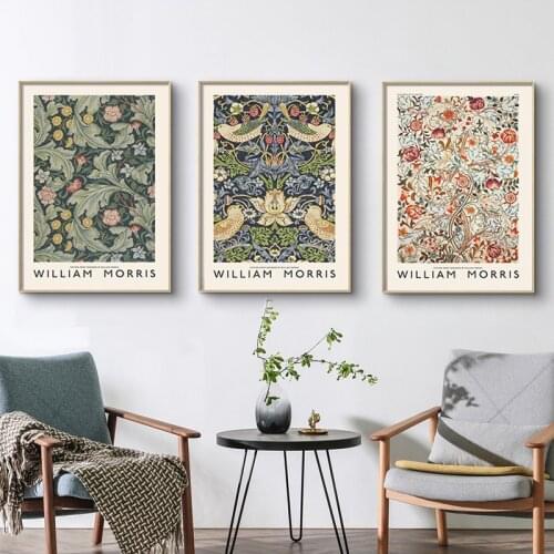 Vintage Museum Exhibition Posters William Morris Canvas Painting Plant Flower Wall Art Print Pictures for Living Room Home Decor