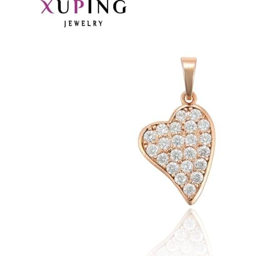 Xuping Romantic Love Heart Shape Pendant Rose Gold Color Plated for Women Mothers Day Jewelry Gift 34049