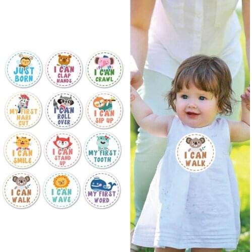 Y55B Baby Monthly Milestone Stickers Shower Registry Gift Scrapbook Photo Memory Keepsake