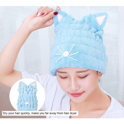 Women Hair Shower Cap Bathroom Accessories Super Absorbent Quick Drying Bath Towel Hair Cap Microfiber Hair Drying Wrap Towel