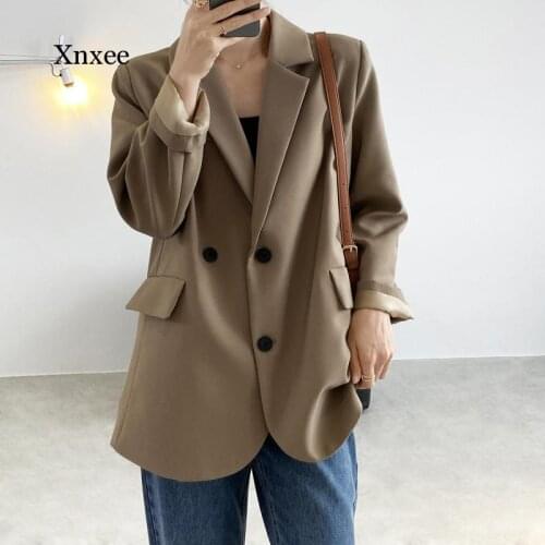 2021 Spring Chic Asymmetry Suit Women Blazer Vintage Oversize Long Sleeve Jackets Pockets Black Coat Office Female Clothing