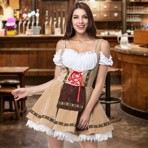 Women Sexy Maid Costume Oktoberfest Off Shoulder Dress Uniform Lingeri Cosplay Apron Maid Servant Cosplay Costume Stage Dress