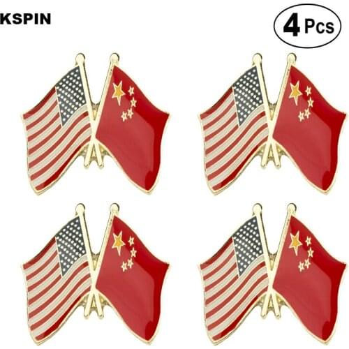 U.S.A. China Friendship Flag Pin Lapel Pin Badge Brooch Icons 4pcs