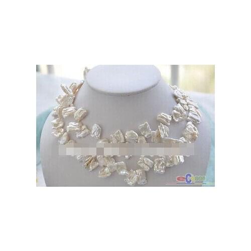 1041 33" 20mm white baroque biwa freshwater pearl necklace