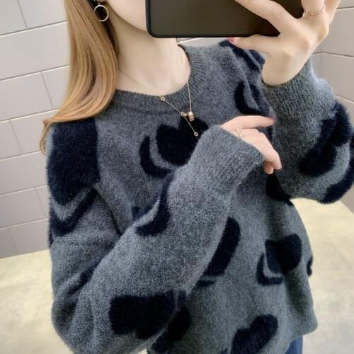 14072 double love jacquard round neck knitted sleeve 44