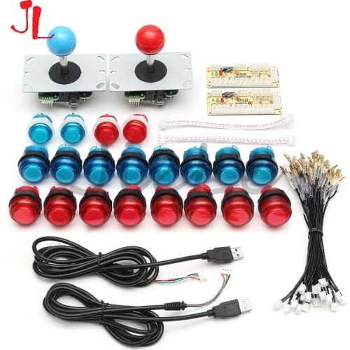 2 Players Delay Joystick Arcade DIY Kit Parts LED Push Button+Joystick+USB Encoder Controller For Mame for Raspberry Pi 3