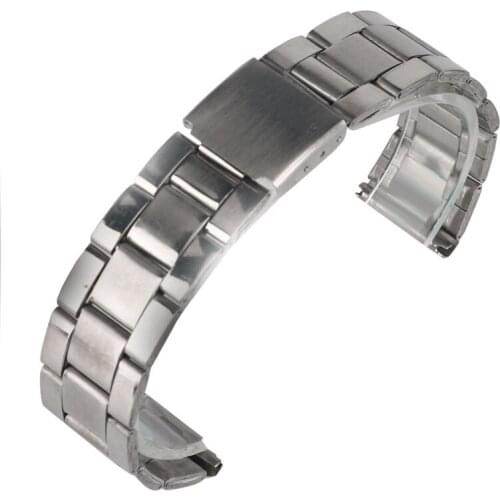 20mm High Quality Men Stainless Steel Bracelet Silver Women Watch Band Wrist Strap Fold Clasp Solid Link Replacement Watchband