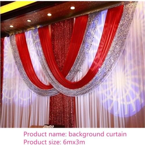 3M*6M TOP Quality red Color shinning material red wedding backdrop wedding curtains stage backdrop decoration