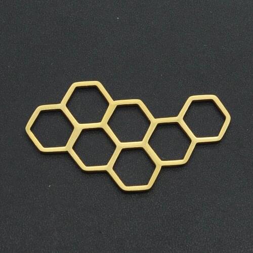 5pcs/lot Honeycomb Stainless Steel Connector Charm Wholesale Factory Price Top Quality Oem Order Accepted Never Fade