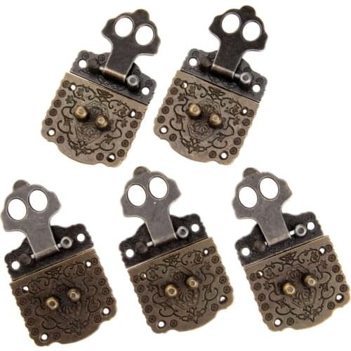 5pcs Box Latch Hasp 53x41mm 35 Screws Vintage Antique Bronze Iron Decorative Hook Wooden box lock Padlock case buckle hardware