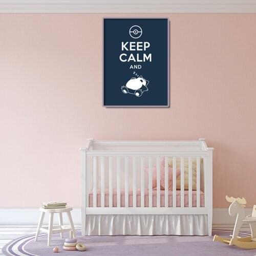 Anime Pokemon Snorlax Keep Calm Canvas Painting Mural Wall Picture Modern Living Room Kids Bedroom Home Decorate