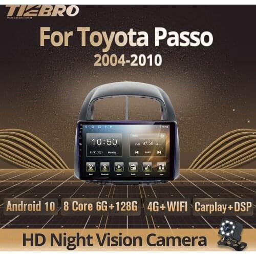 Tiebro 2DIN Android10.0 Car Radio For Toyota Passo 2004-2010 Car Stereo Bluetooth Player Som Automotivo Android Auto Carplay DSP