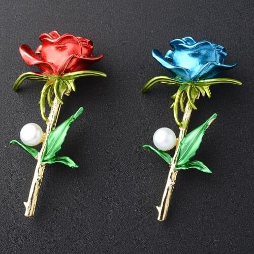 Freshwater White Pearl Charm Rose Flower Brooches For Women Lady Fashion Vintage Flower Pin