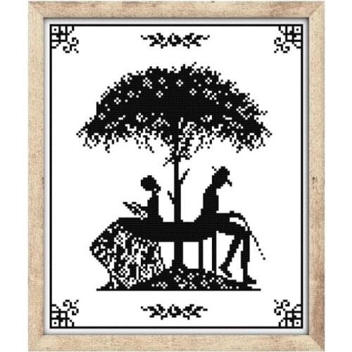 Black and white characters cross stitch kit aida 14ct 11ct count printed canvas stitches embroidery DIY handmade needlework