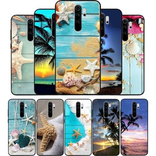 Beach Starfish black Silicone Phone Case For Redmi note 8 7 Pro S 8T for redmi 9 7A Cover