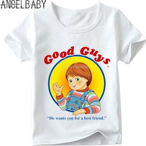 Children Fashion Good Guys Chucky Design Funny T-shirt Summer Baby Boys/Girls Short Sleeve Tops Kids Soft T-shirt,HKP5113