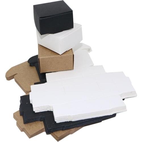 DIY Kraft Gift Box White/Brown/Black Paper Small Soap Box Kraft Cardboard Mini Jewelry Packing Carton Box 12Sizes