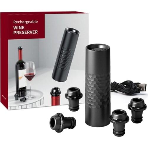 Electric Wine Saver Vacuum Pump with 4 Wine Bottle Stoppers Vacuum Wine Aspirator Pump