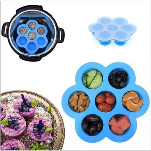 Ice Cream Mold Ice Cube Tray Lid Cake Tool Silicone Food Preservation Box 7 Cavity Reusable Baking Mould Kitchen Accessories
