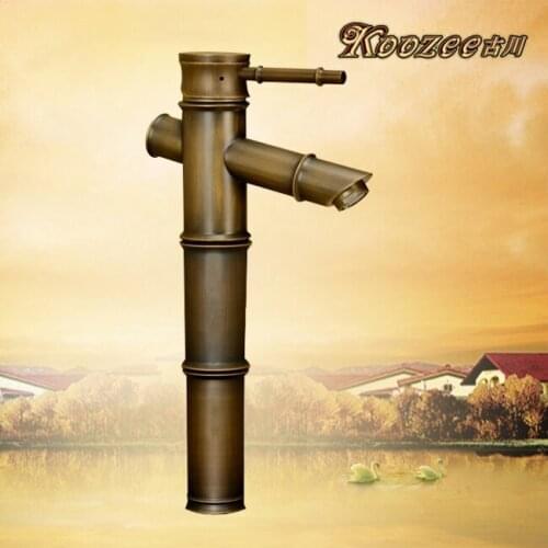 Furukawa antique copper faucet full bench bamboo faucet basin heightening European retro green bronze models special offer free