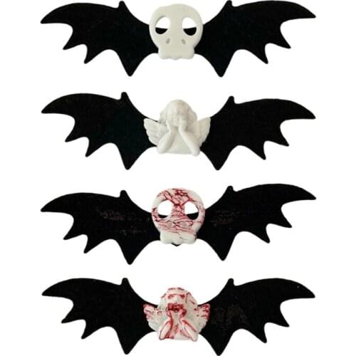 K3NF Gothic Bat Skull Duckbill Clip Angel Hair Barrette Cosplay Trendy Ponytail Decor