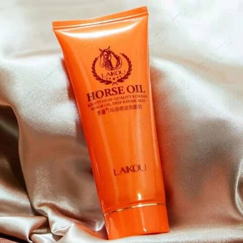 LAIKOU Horse oil Cleanser Oil Control Improve Skin Tone Remove Blackhead Moisturizing Facial Cleaning Lotion 100g Facial care