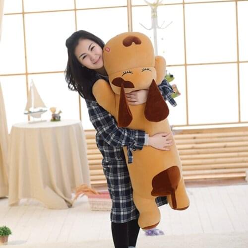 60-120cm Cute Lying Dog Plush Toy Stuffed Soft Animal Cartoon Dog Pillow Lovely Christmas Gift for Kids Kawaii Valentine Present