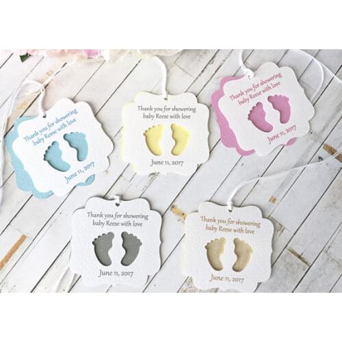 Personalized feet baby shower Thank you favor Gift Tags welcome favors Labels baptism Christening birthday booking Cards